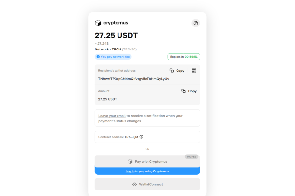 Пополнение WantToPay: стартовый $20 бесплатно, далее ~9%